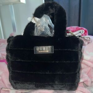 Guess Black Faux Fur purse